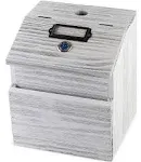 Wood Charity Donation Collection Box Office Suggestion Ballot Box with Wide Slot for Envelopes and Suggestion Comment Forms, Pocket and Locking