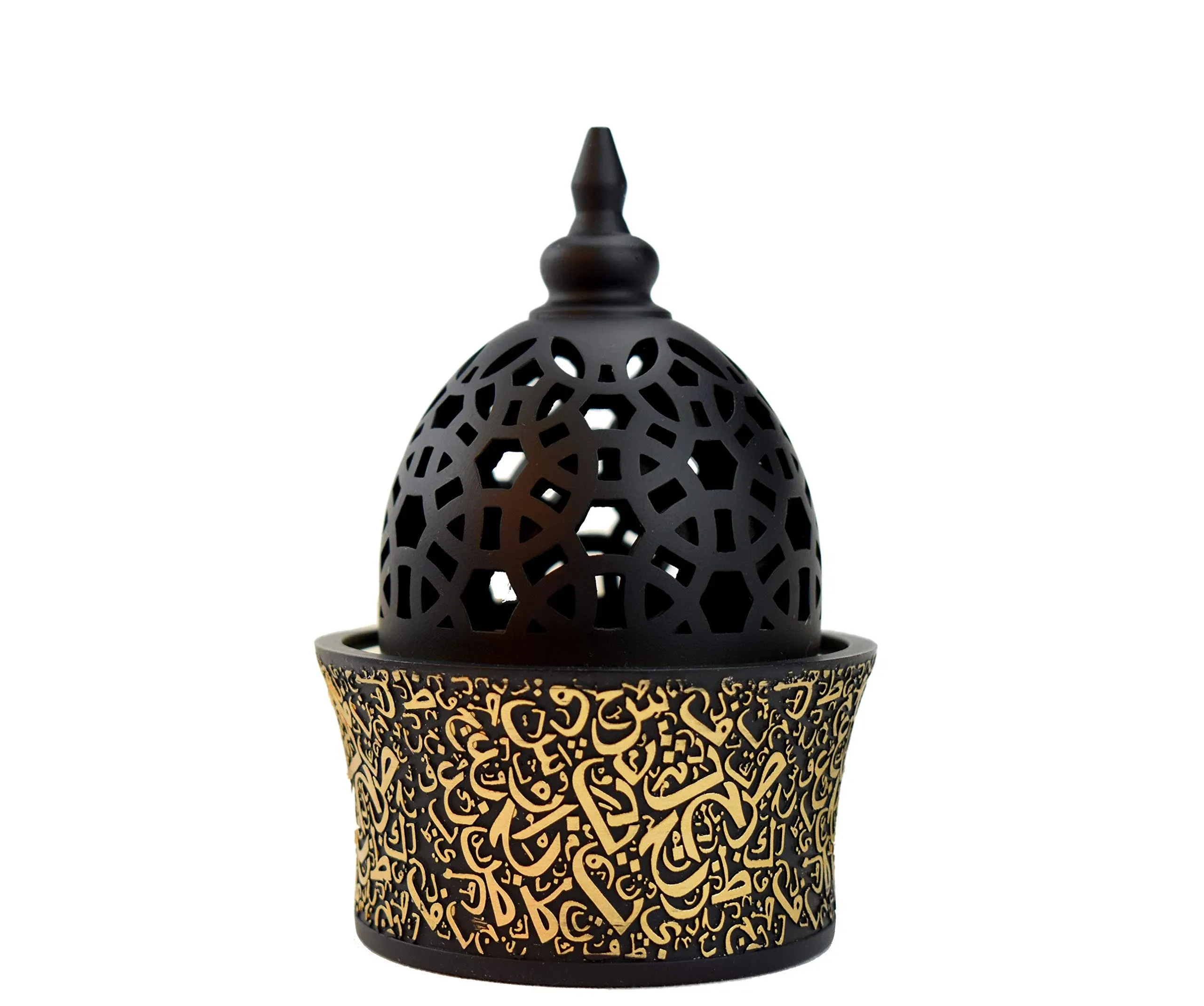 Calligraphy Style Closed Incense Bakhoor Burner - Black