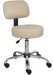 Boss Office Products Be Well Medical Spa Stool with Back in Vinyl, Black