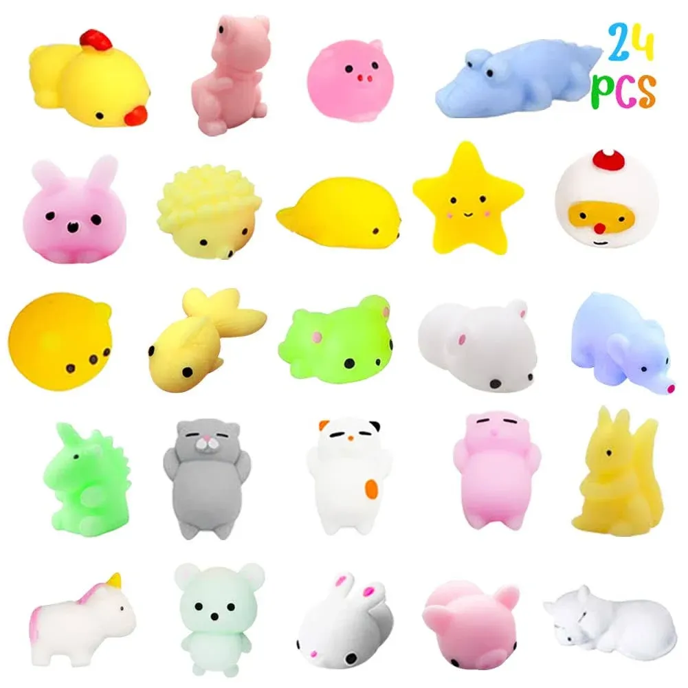 24 PCS Easter Eggs Filled Mochi Squishy Toys, Mini Kawaii Stress Reliever... 