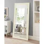 Cream 66" L x 32" W Framed Bevel Leaner Full Length Huge Floor Mirror XL Mirror Large Rectangle Standing Floor Mirror