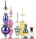 NileCart Egyptian Perfume Bottles 2-5 in Collection Set of 6 Mouth-Blown Decorative Glass with Handmade Golden Egyptian Decoration for Perfumes & Essential Oils