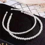 2pcs Simple Design Pearl Headbands for Women Wedding Party Bridal Hair Hoop Elegant Hair Hoop