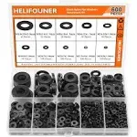 600 Pieces 8 Sizes Black Nylon Flat Washers Assortment Kit - M2 M2.5 M3 M4 M5 M6 M8 M10