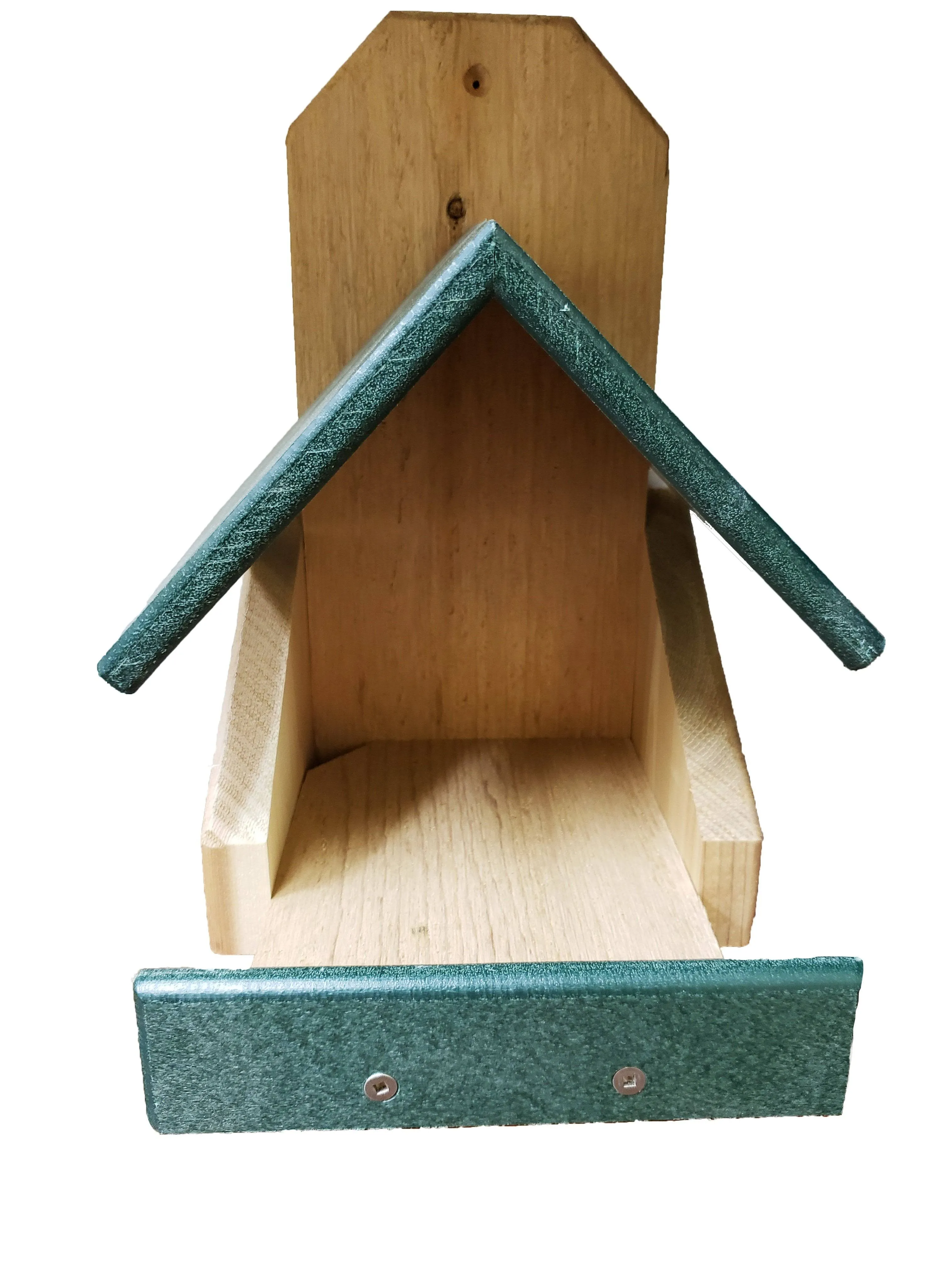 JCs Wildlife Modern Style Cedar Robin Roost with Poly Lumber Roof - Great for Robins, Phoebes, Doves and Swallows - Nesting and Roosting Platform (Blue)