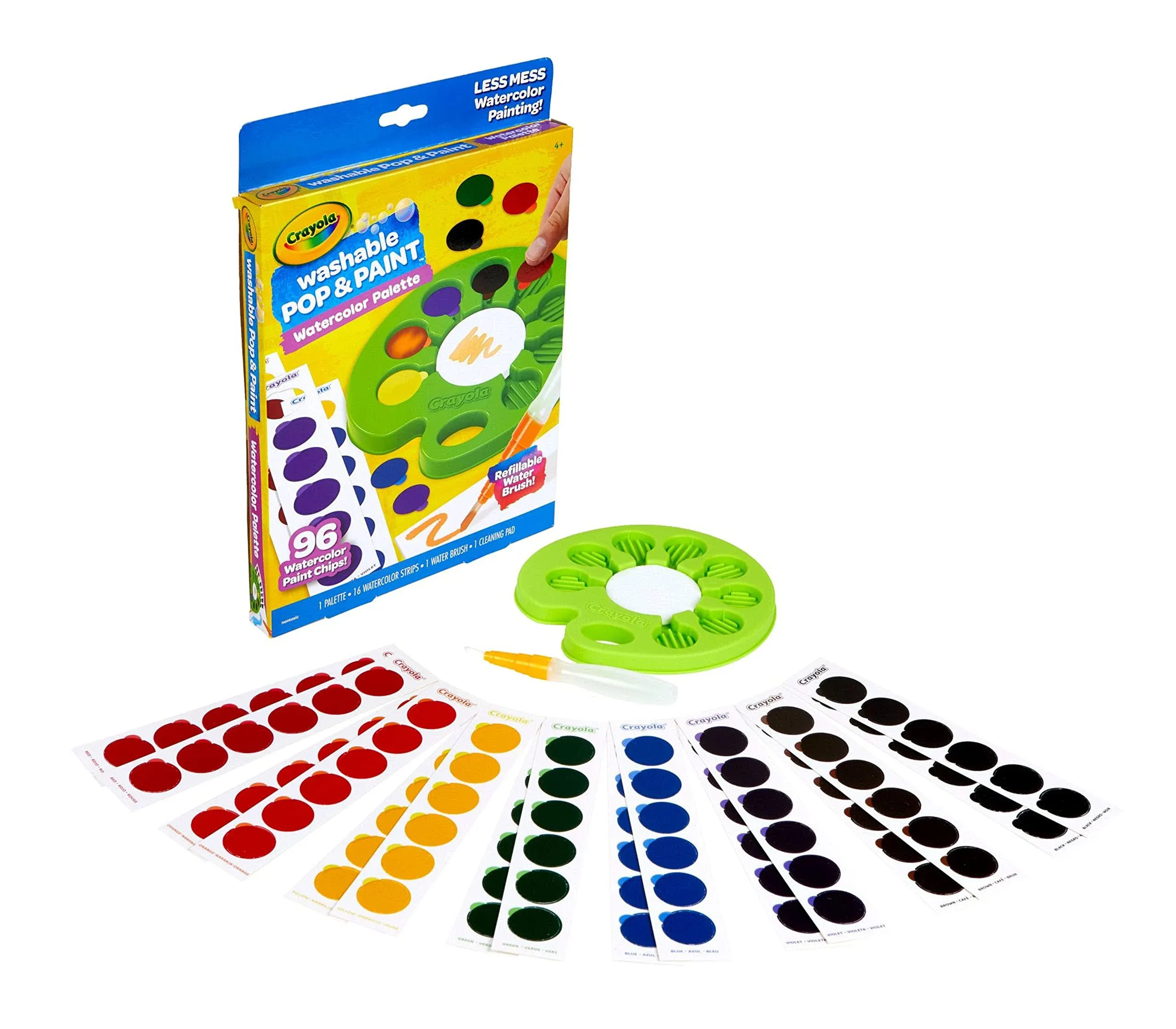 Crayola Watercolor Pop & Paint Palette, Washable Paint Kit, Less Mess Watercolor Paint Set for Kids, Toddler Stocking Stuffers & Gifts