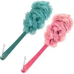 Evmliy 2Pack Back Scrubber for Shower, Loofah Sponge Brush Exfoliating Body, Long Handle Scrub Brush for Shower with Loofah on A Stick for Back Use, B