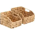 FairyHaus Wicker Baskets 2 Pack, Natural Large Wicker Baskets for Storage, Nesting Hand-Woven Water Hyacinth Wicker Baskets for Organizing