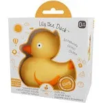 CaaOcho Pure Natural Rubber Bath Toy - Rubber Ducky Lily The Duck Baby Toy - Hole Free Bath Toys, BPA Free Bath Toys for Infants, Without Holes Sealed Natural Rubber Baby Toy