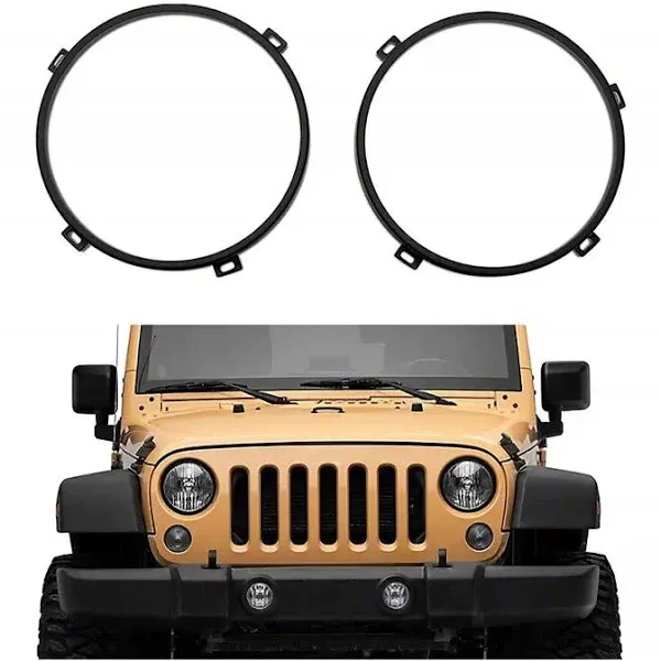 Hooke Road 7inch Round Headlight Mounting Bracket Ring Compatible with Jeep Wrangler JK 2007-2018 Pack of 2 at MechanicSurplus.com