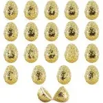 Golden Sparkle: Set of 20 Gold Glittered Fillable Plastic Easter Eggs 2.25 Inches