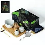 Luxury Japanese Matcha Ceremony Set,11pcs/set,with Bamboo Tea Tray & Canister,O2 - TEANAGOO Lt.Grey