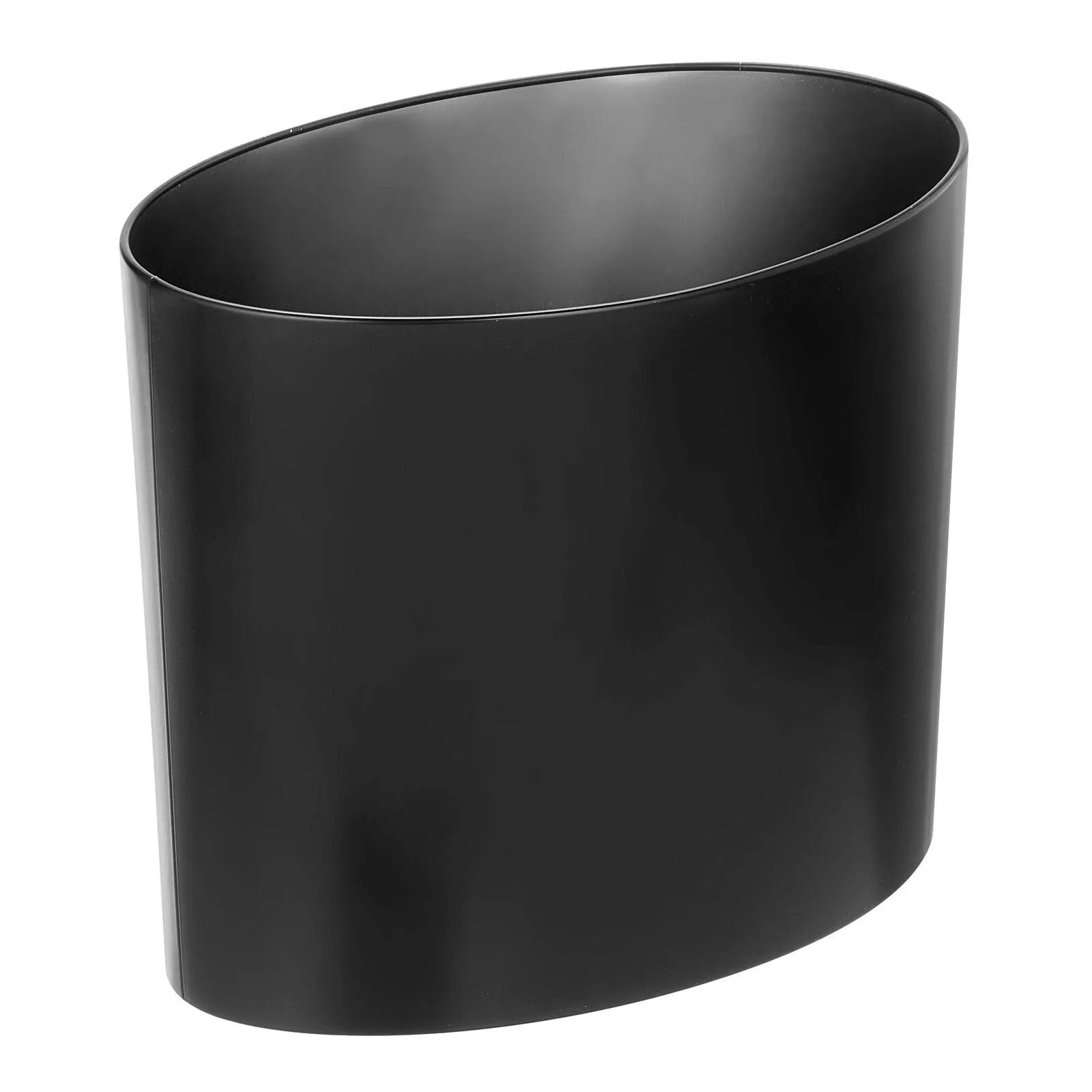 mDesign Metal Oval Small 1.8 Gallon Trash Can for Bathroom - Black