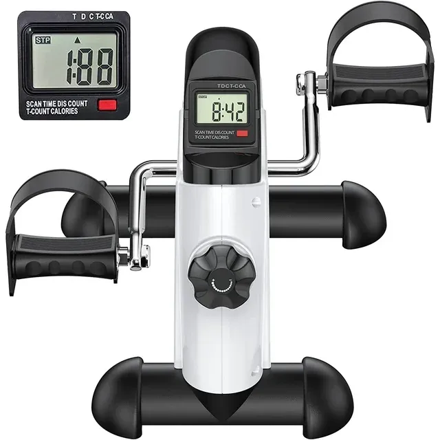 Mini Exercise Bike, Under Desk Bike Pedal Exerciser Foot Cycle Arm & Leg Pedal Exerciser with LCD Screen Display