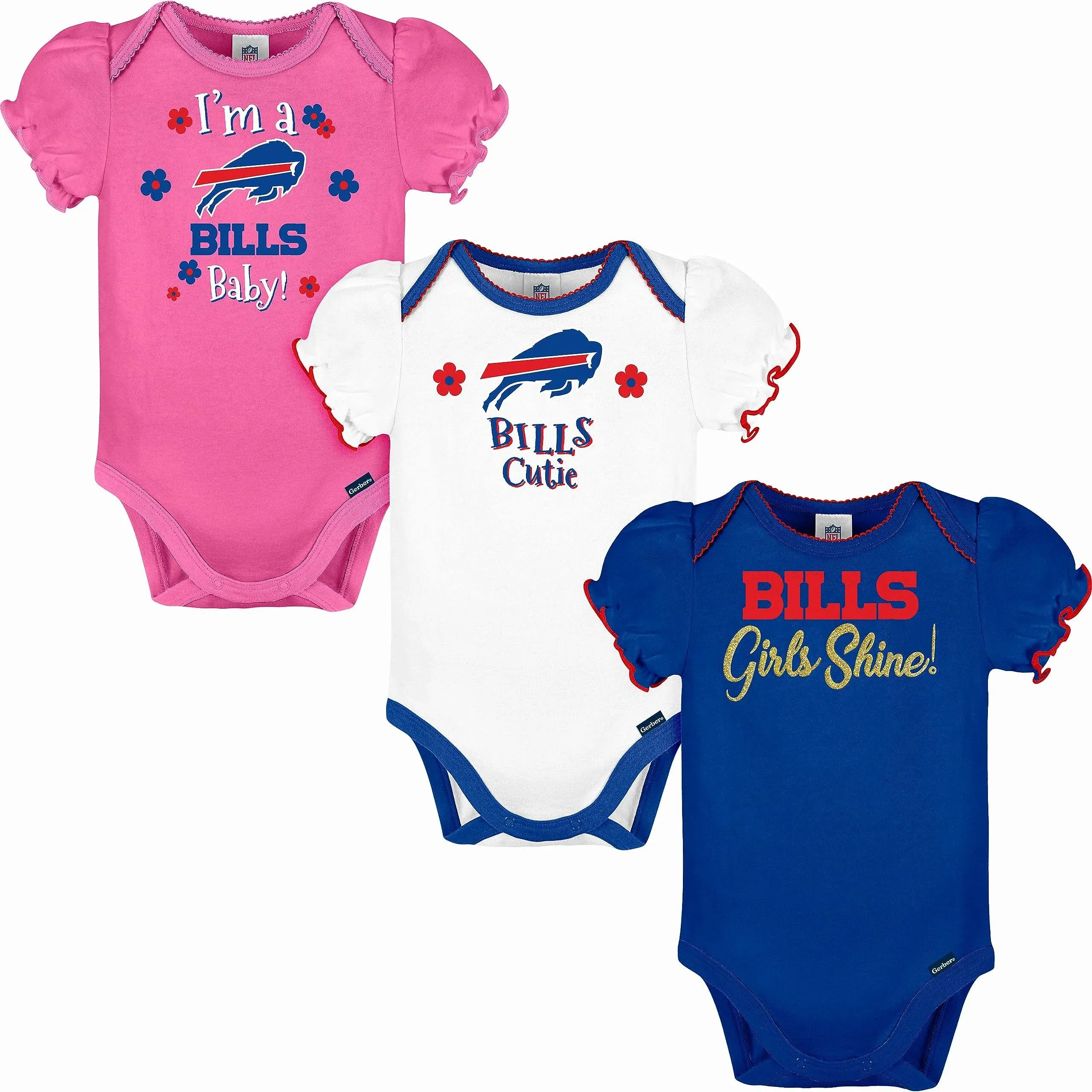 Bills Girls Shine 3 Pack Short Sleeved Onesies