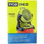 Ryobi ONE+ 18V Cordless 7-1/2 in. Bucket Top Misting Fan Kit with 1.5 Ah Battery and Charger