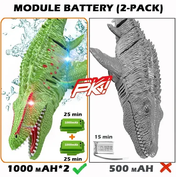 Remote Control Dinosaur, 2.4G Water Toys RC Boat with Light Module Batteries Boat for Swimming Pool Lake Bathroom Bath Birthday Party Kids Boys Girls