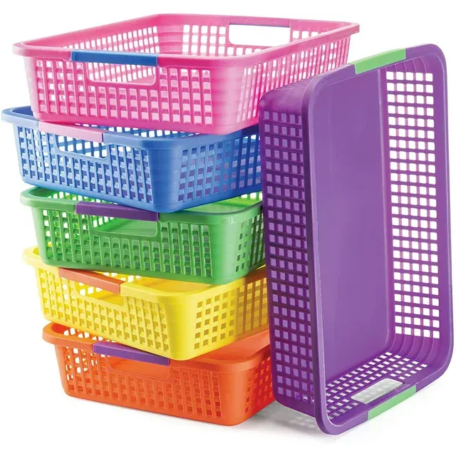 Prextex Classroom Storage Baskets for Papers Crayon and Pencils and Toy Storage Baskets Pack of 6