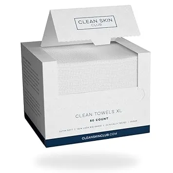 Clean Towels XL Organic Disposable Face Cleansing Washcloth Makeup Removing Wipes by Clean Skin Club, 100 Count, Size: XL, 10” by 12”, White