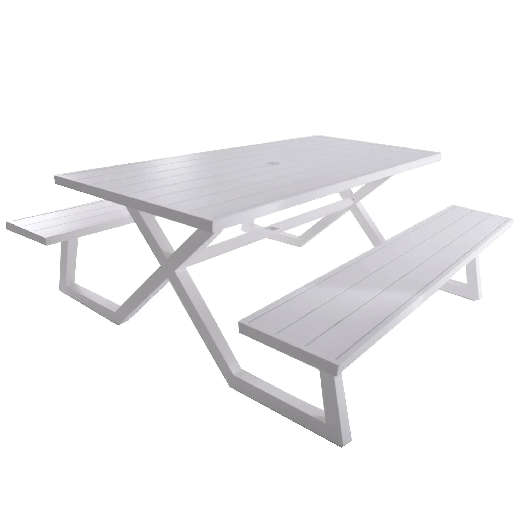 Banquet Deluxe 8-Seat Aluminum Picnic Table, White