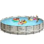 EVAJOY 24ft x 52inch Metal Frame Swimming Pool Set