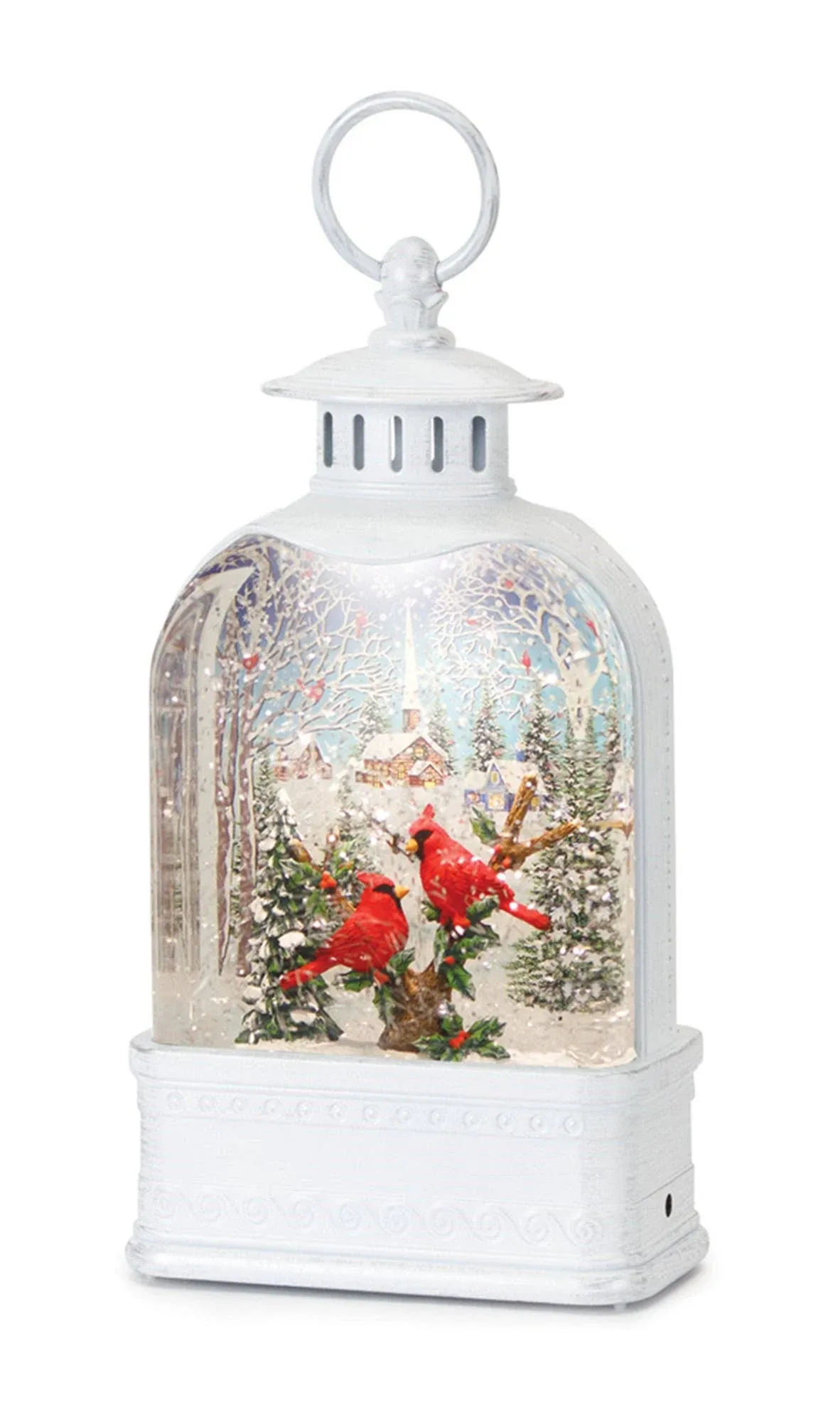 Melrose 10.5 in. Plastic Snow Globe Lantern with Santa, White