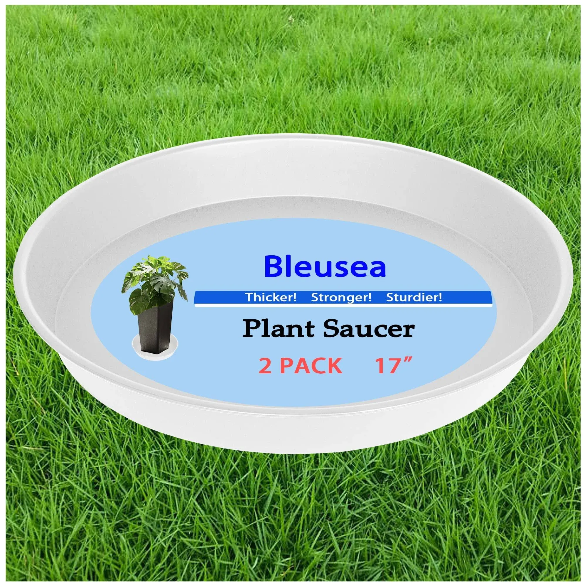 Plant Saucer Pot Tray 16 17 Inch, Large Heavy Duty Plastic Flower Planter Saucers and Plant Plate Water Catcher for pots Planter Indoors Outdoors Creamy White (17 inch 3 Pack)