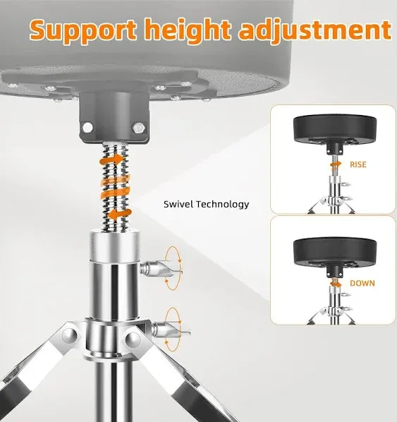 GrowDaily Drum Throne Seat,Adjustable Stool Drum Universal Thick Padded Drum Throne Drummer Stool with 2Pacs 5A Drumsticks