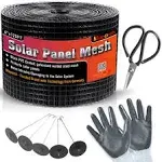 MAPORCH 6"x120FT Solar Mesh Screen for Bird Proofing Solar Panels, Solar Panel Bird Guard & Black PVC Coated Galvanized Steel with 60 Fastener Solar Panel Clips, Cutting Scissor & Gloves Included