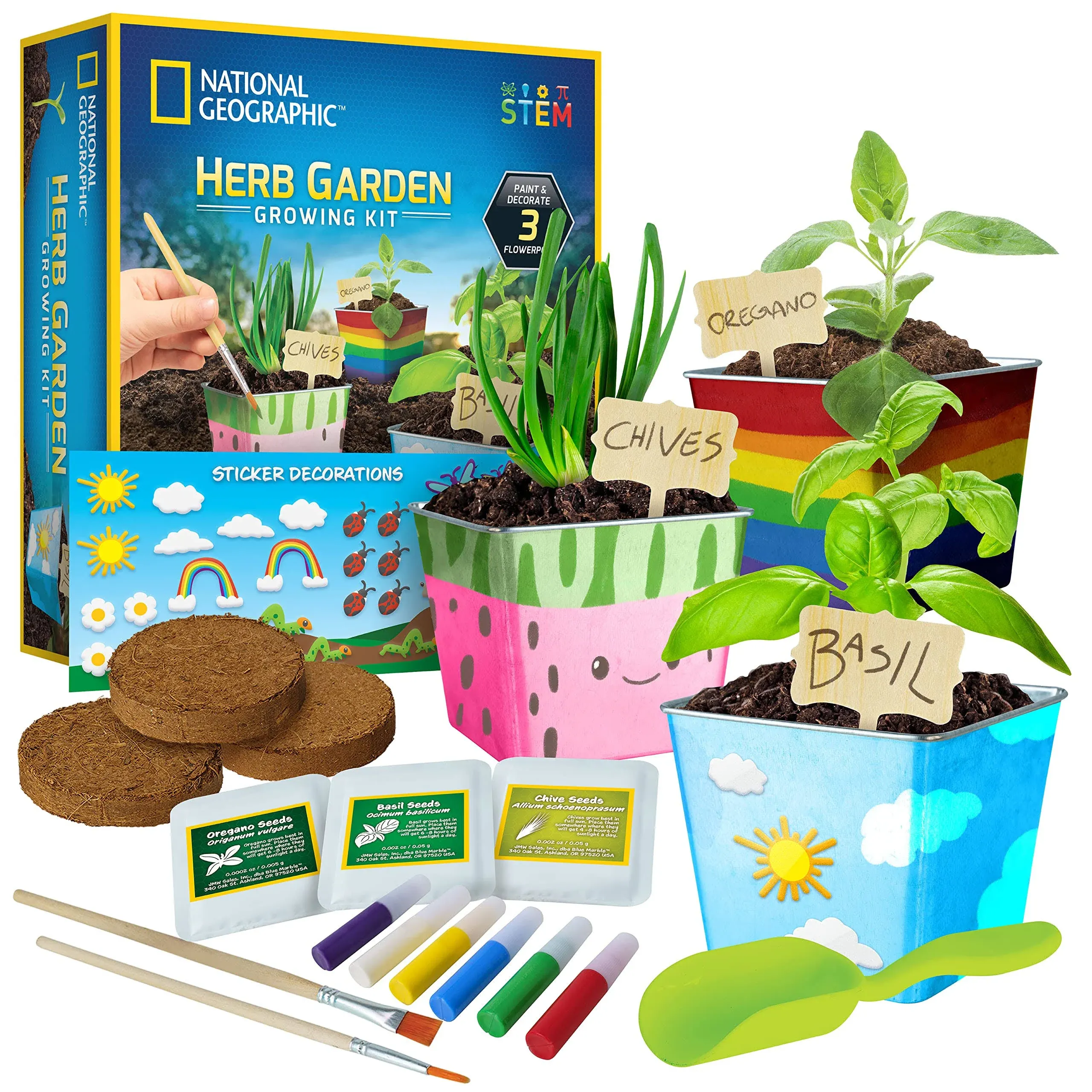 NATIONAL GEOGRAPHIC Flower Garden Growing Kit for Kids; STEM