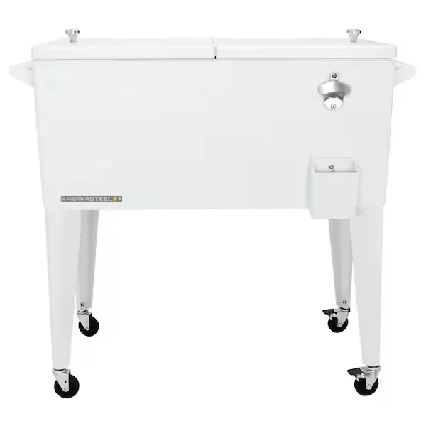 Permasteel 80 qt. Patio Rolling COOLER; White