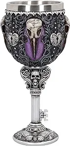 Nemesis Now B4725P9 Edgar's Raven Goblet 18cm, Resin w. Stainless Steel, Purple,silver