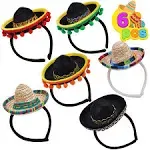 JOYIN 6 PCS Cinco De Mayo Fiesta Fabric and Straw Sombrero Hat Party Costume for Fun Fiesta Headbands Party Supplies, Mexican Theme Decorations, Luau Event Photo Props and Party Favors