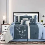 Linnea 7-Piece Cherry Blossom Floral Embroidery Comforter Set