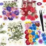 140 Pcs Real Dried Pressed Flowers for Resin with Tweezers - Dried Flowers for Resin Molds - Pressed Flowers for Resin, DIY Candle Decoration Resin