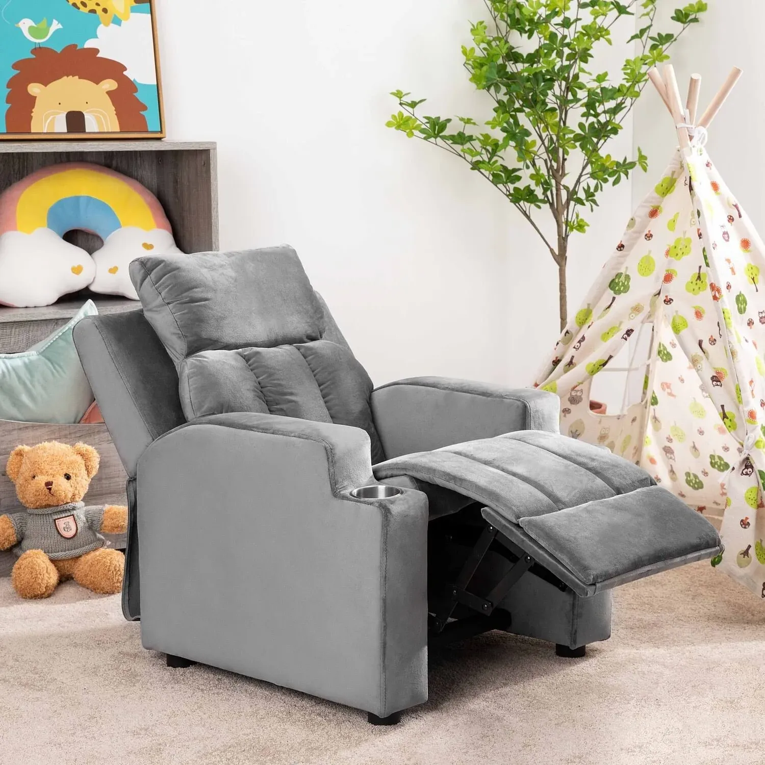 Naomi Home Sally Deluxe Kids Recliner-Color:Gray