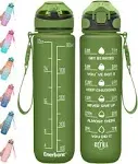 Enerbone 32 oz Water Bottle with Times to Drink and Straw, Motivational Drinking Water Bottles with Carrying Strap, Leakproof BP