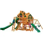 Gorilla Playsets 01-0089-AP Empire Wood Swing Set with 3 Play Decks, 3 Slides, and Monkey Bars, Brown