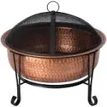 Fire Sense 62665 Fire Pit Palermo Copper with Steel Stand Wood Burning Lightweight Portable Outdoor Firepit Included Mesh Spark Screen Steel Grate Screen Lift Tool & Vinyl Weather Cover - 26.5"