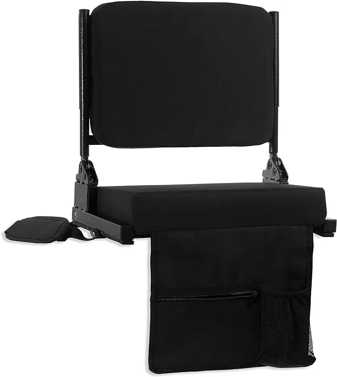 Stadium Seat with Back Support and Cushion High Back Bleacher Chair with Back and Cushion Bleacher Seat Extended Back with Shoulder Strap and Cup Holder