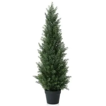 3FT Artificial Cedar Topiary Trees for Outdoors Potted Fake Cypress Trees Faux E