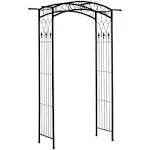 Outsunny 7Ft Outdoor Garden Arbor, Wedding Arch for Ceremony, Trellis with Scrollwork Design, Ideal for Climbing Vines and Plants