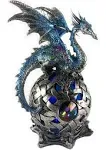 Aint It Nice Dragon Figurine Blue On Light Up LED Orb Cycling Through Many Vibrant Colors Collectible Dragon Statue Fantasy Dcor, 4(L) x 4(W) x 8(H)