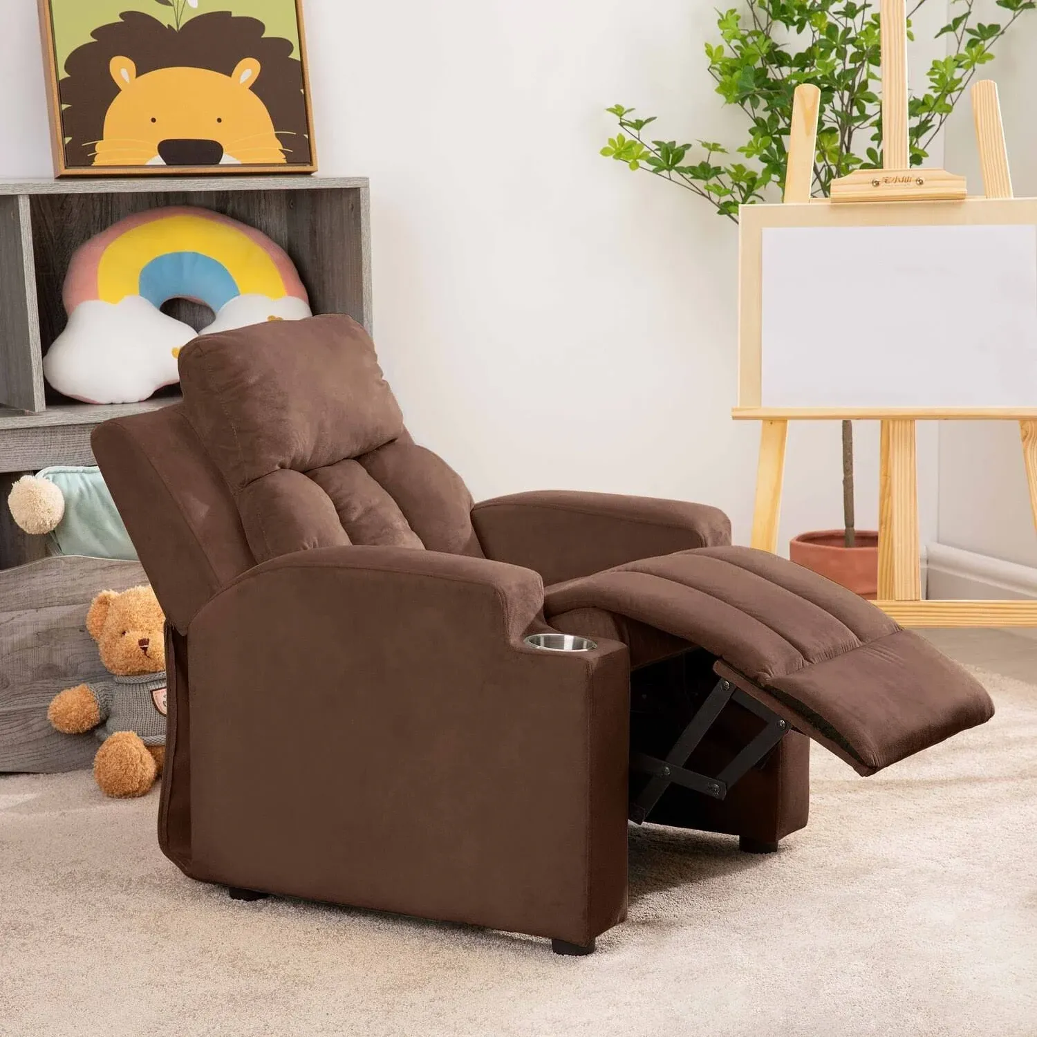 Naomi Home Sally Deluxe Kids Recliner-Color:Brown