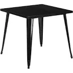 Flash Furniture Toby Commercial Grade 31.75" Square Black Metal Indoor-Outdoor Table