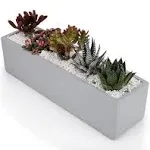 Ten-Stone 15 inch Grey Rectangular Cement Planter Concrete Succulent Planter Windowsill Box