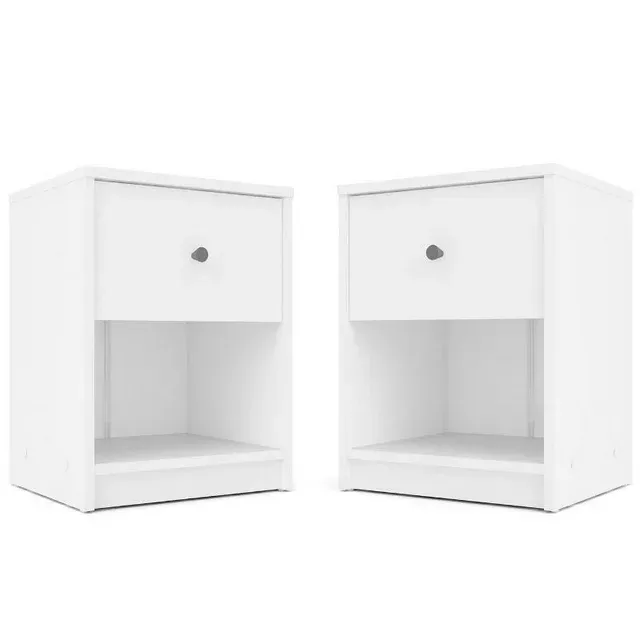 Home Square 2 Piece 2 Drawer Wood Nightstand Set in White