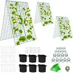 Foldable Cucumber Trellis 4 Pack, 46" L X 18" W A-Frame Garden Trellis, Steel Climbing Plants Support Raised Bed Trellis with Twist Ties & Plant Bags for Climbing Plants Outdoor