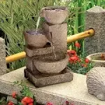 Villa Fortino Cascading Stone Bonded Resin Garden Fountain