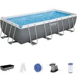 Bestway Power Steel 18' x 9' x 48" Rectangular Above Ground Swimming Pool Set